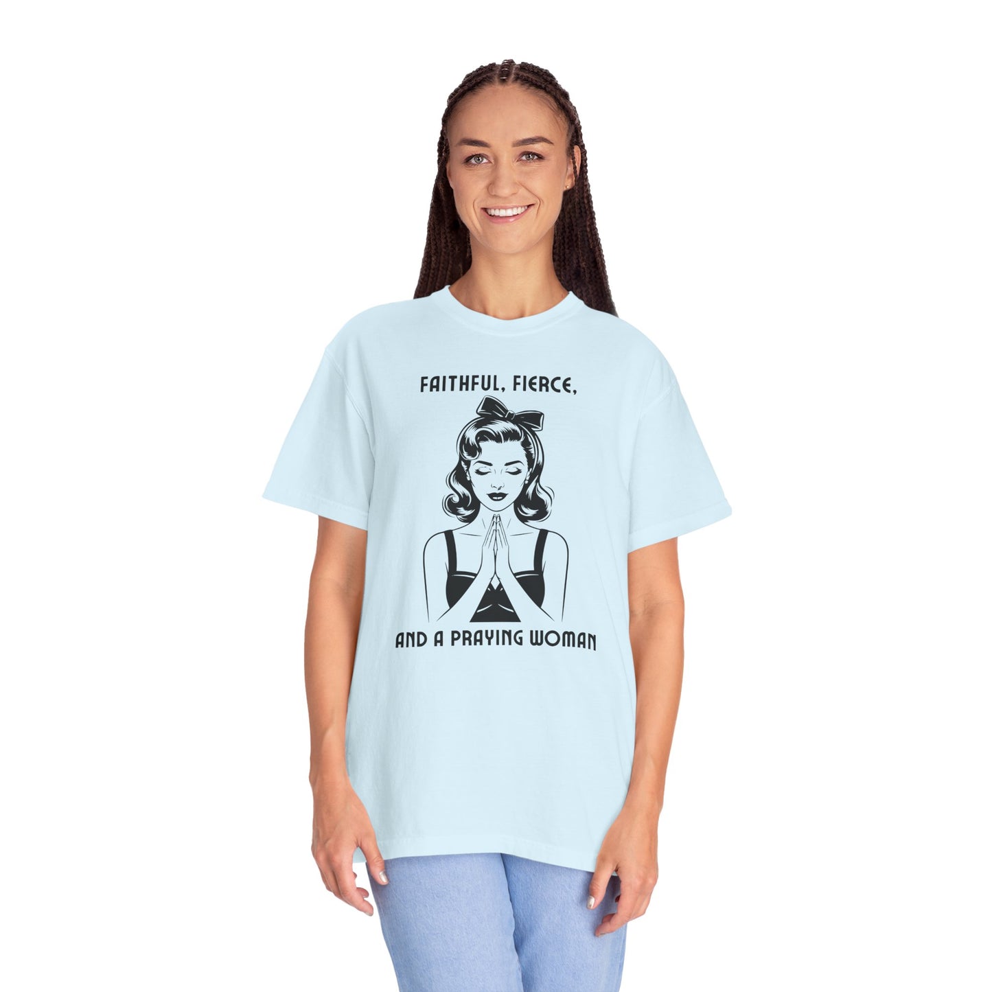 Praying Woman Vintage Graphic T-Shirt — "Faithful, Fierce, and a Praying Woman"