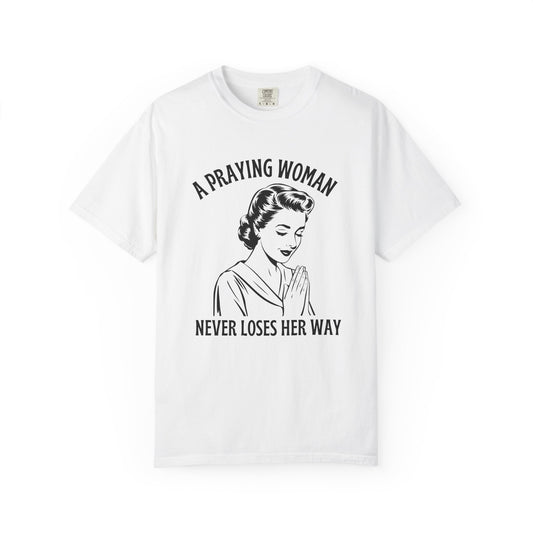 Praying Woman T-Shirt | Vintage Christian Tee for Women | Comfort Colors 1717