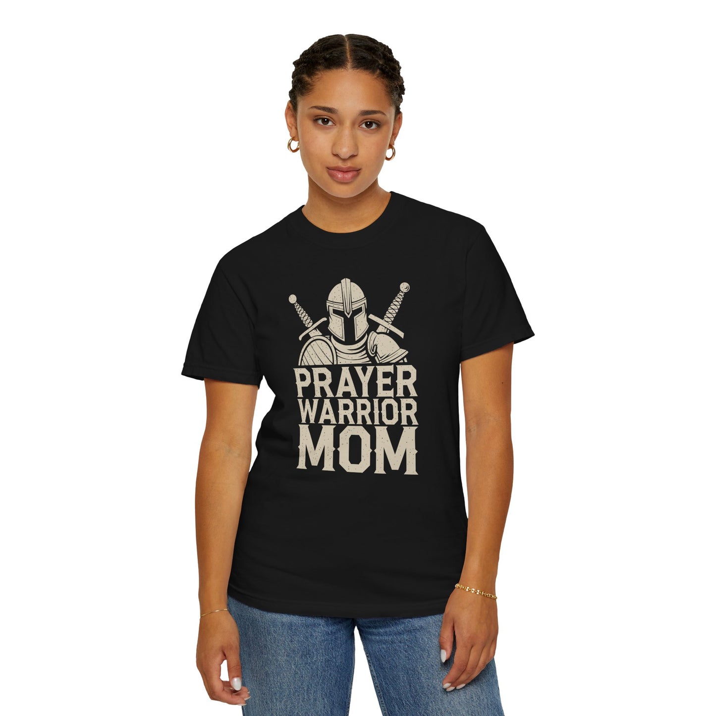 Prayer Warrior Mom T-Shirt — Christian Mom Faith Tee — Comfort Colors 1717 shirt