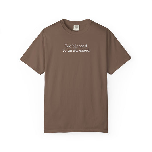 Too Blessed To Be Stressed Shirt | Christian Comfort Colors 1717 T-Shirt