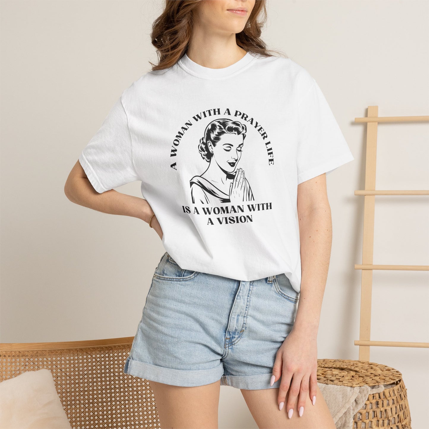 A Woman with a Prayer Life is a Woman with a Vision Shirt | Christian Women's Comfort Colors 1717 Tee