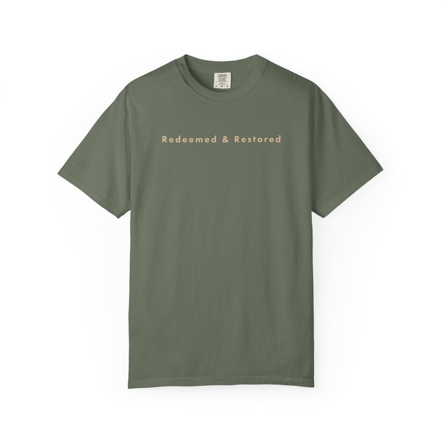 Redeemed & Restored Christian T-Shirt | Comfort Colors 1717 Minimalist Faith Tee