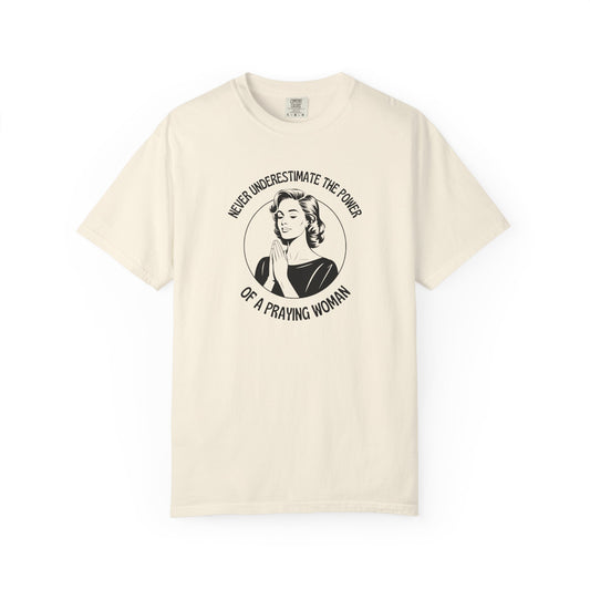 Prayerful Woman T-Shirt — Christian Vintage Faith Tee — Comfort Colors 1717