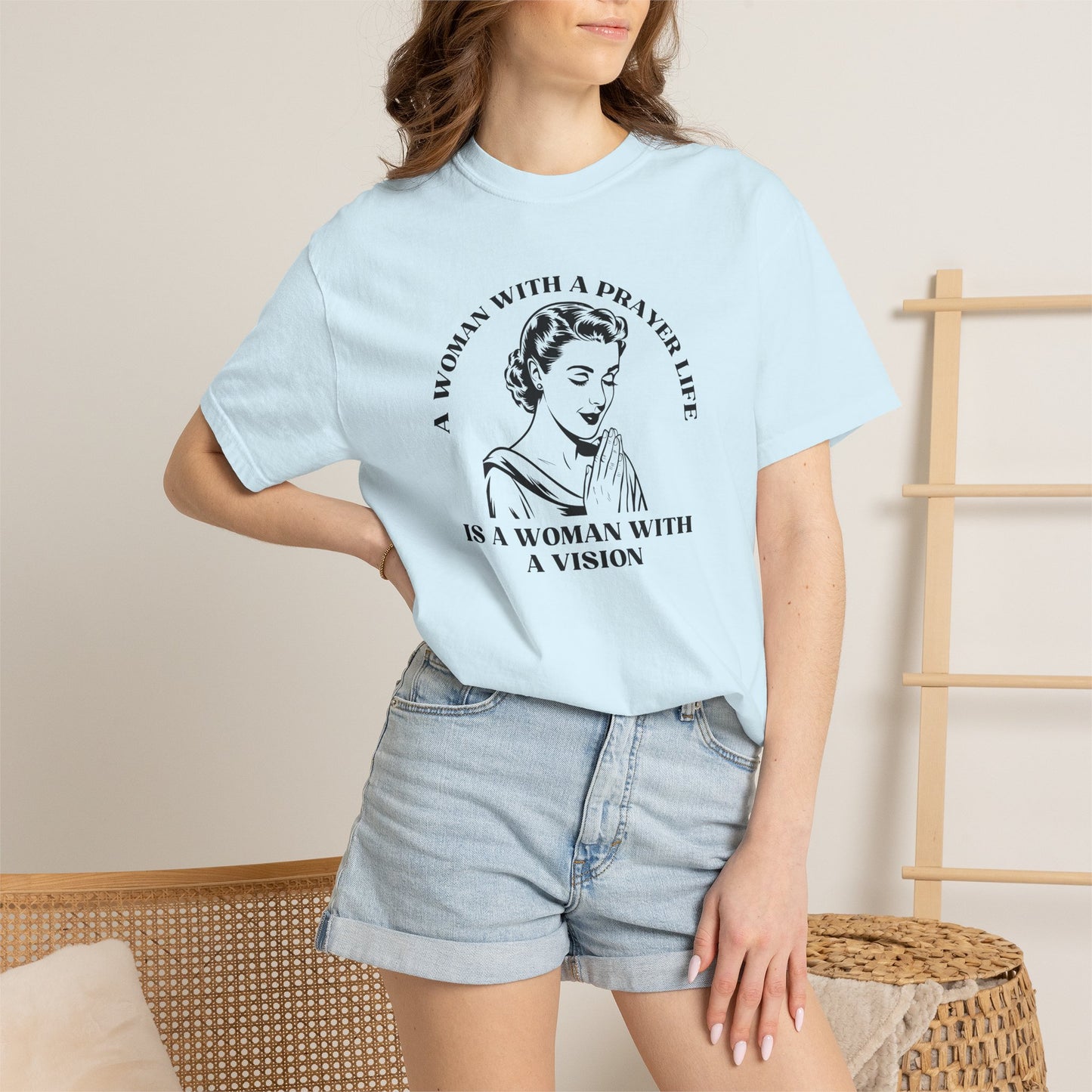 A Woman with a Prayer Life is a Woman with a Vision Shirt | Christian Women's Comfort Colors 1717 Tee