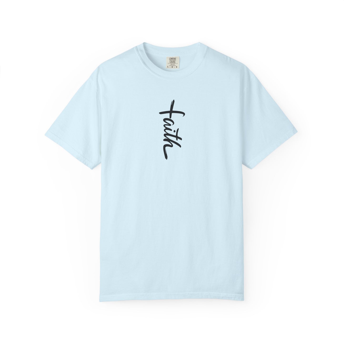 Faith Cross Script Christian T-Shirt | Comfort Colors 1717 Garment-Dyed Tee | Inspirational Religious Graphic Shirt