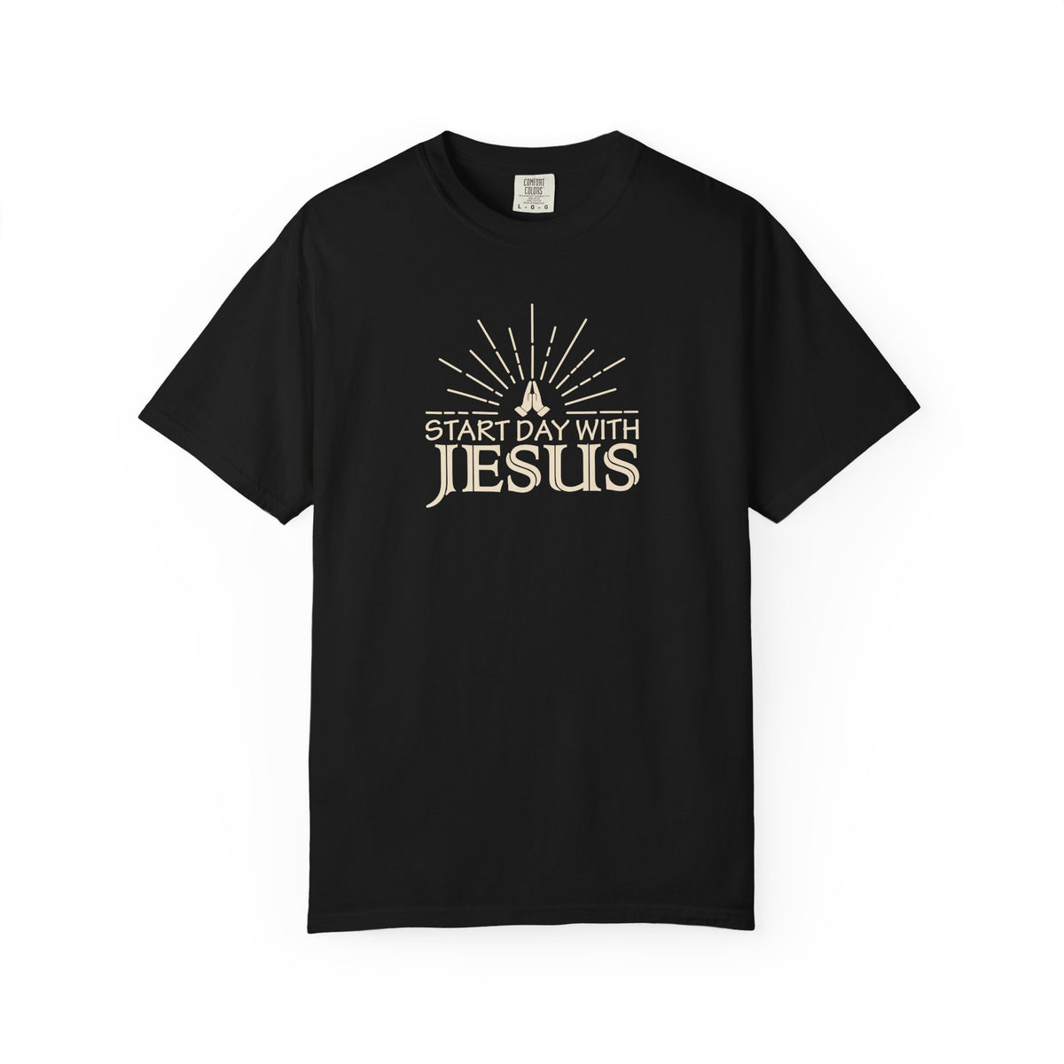 Start Day with Jesus Shirt | Christian Comfort Colors 1717 T-Shirt | Faith Graphic Tee | Inspirational Christian Gift
