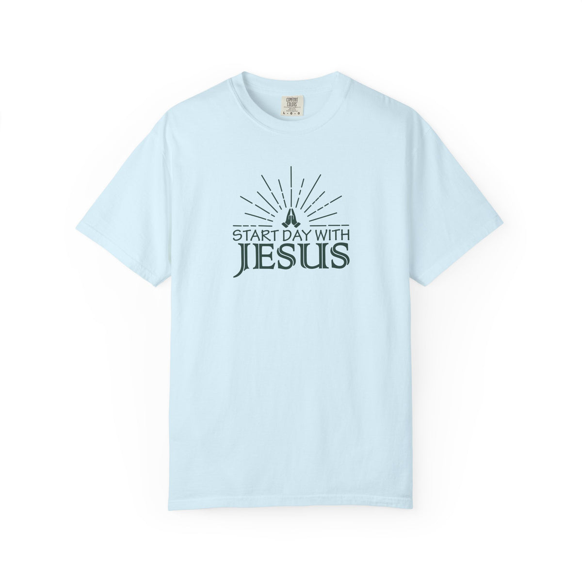 Start Day with Jesus Shirt | Christian Comfort Colors 1717 T-Shirt | Faith Graphic Tee | Inspirational Christian Gift