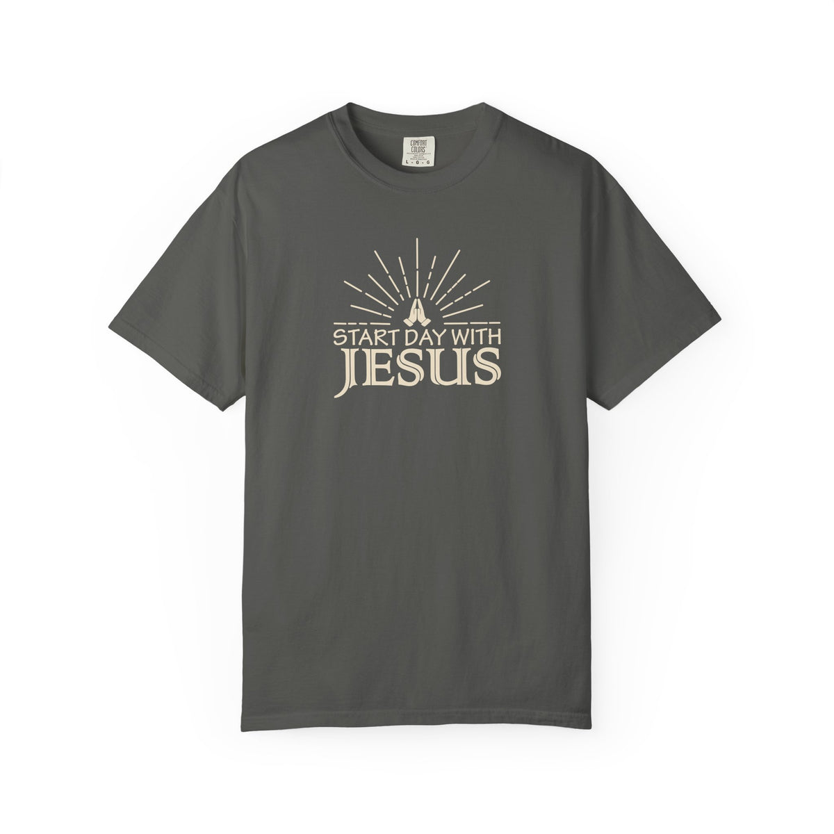 Start Day with Jesus Shirt | Christian Comfort Colors 1717 T-Shirt | Faith Graphic Tee | Inspirational Christian Gift