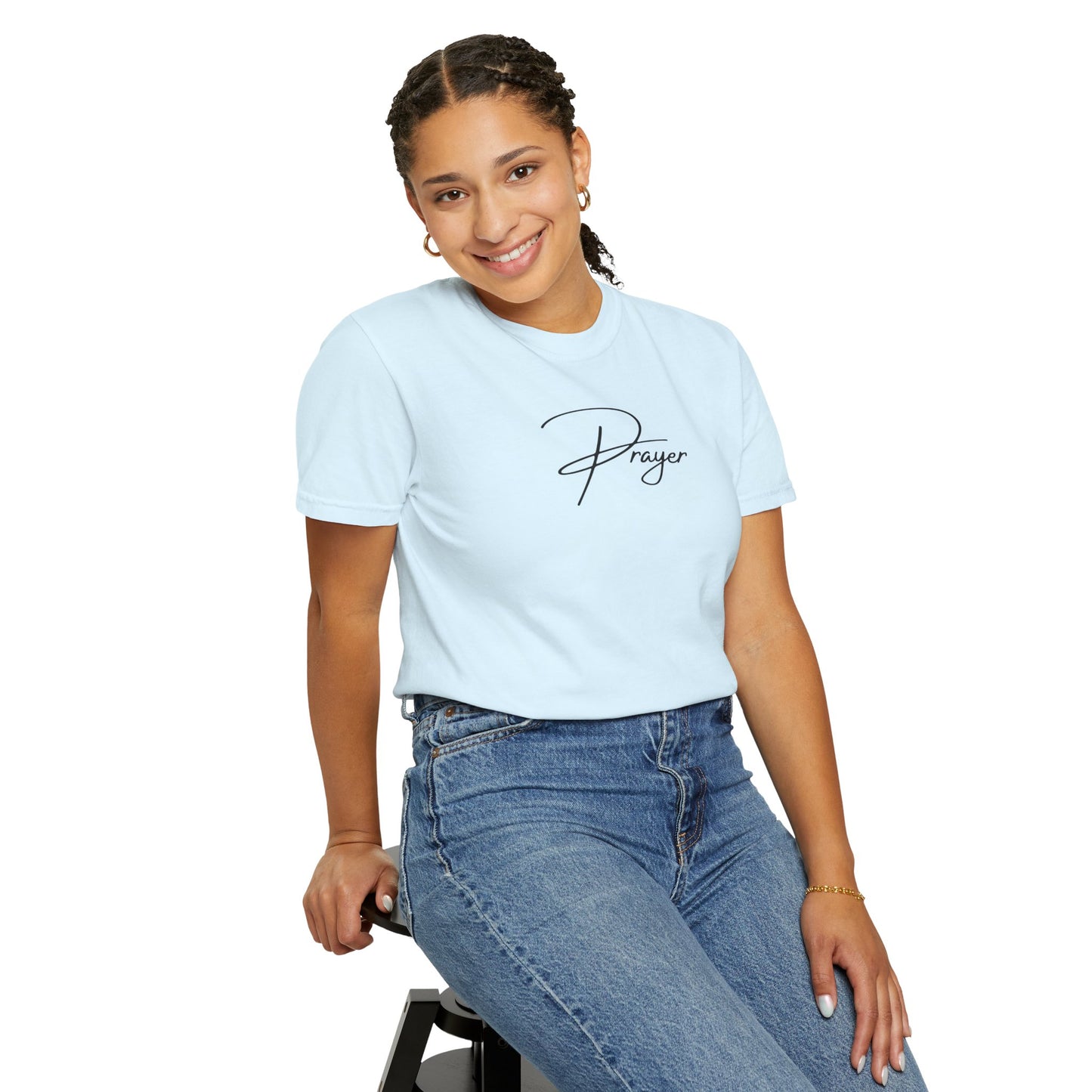 Prayer Script T‑Shirt — Minimal Faith Christian Graphic Tee | Comfort Colors 1717