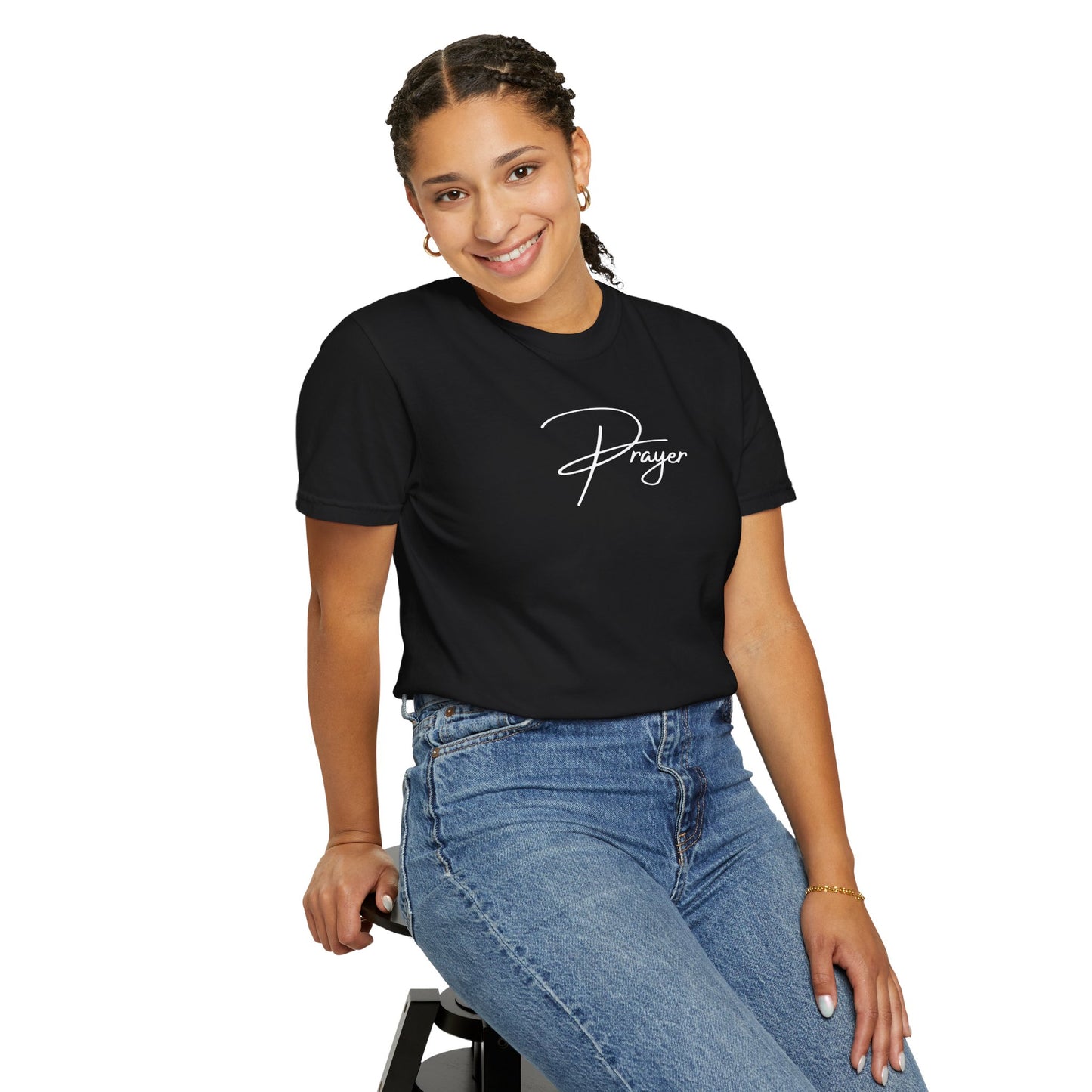 Prayer Script T‑Shirt — Minimal Faith Christian Graphic Tee | Comfort Colors 1717