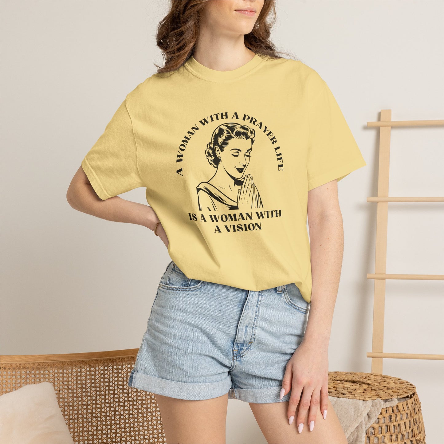 A Woman with a Prayer Life is a Woman with a Vision Shirt | Christian Women's Comfort Colors 1717 Tee
