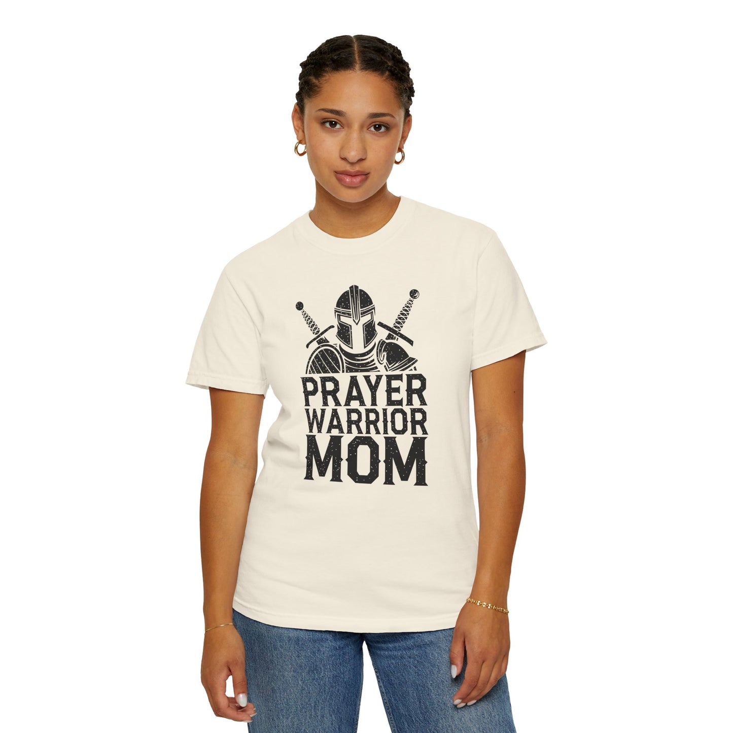 Prayer Warrior Mom T-Shirt — Christian Mom Faith Tee — Comfort Colors 1717 shirt