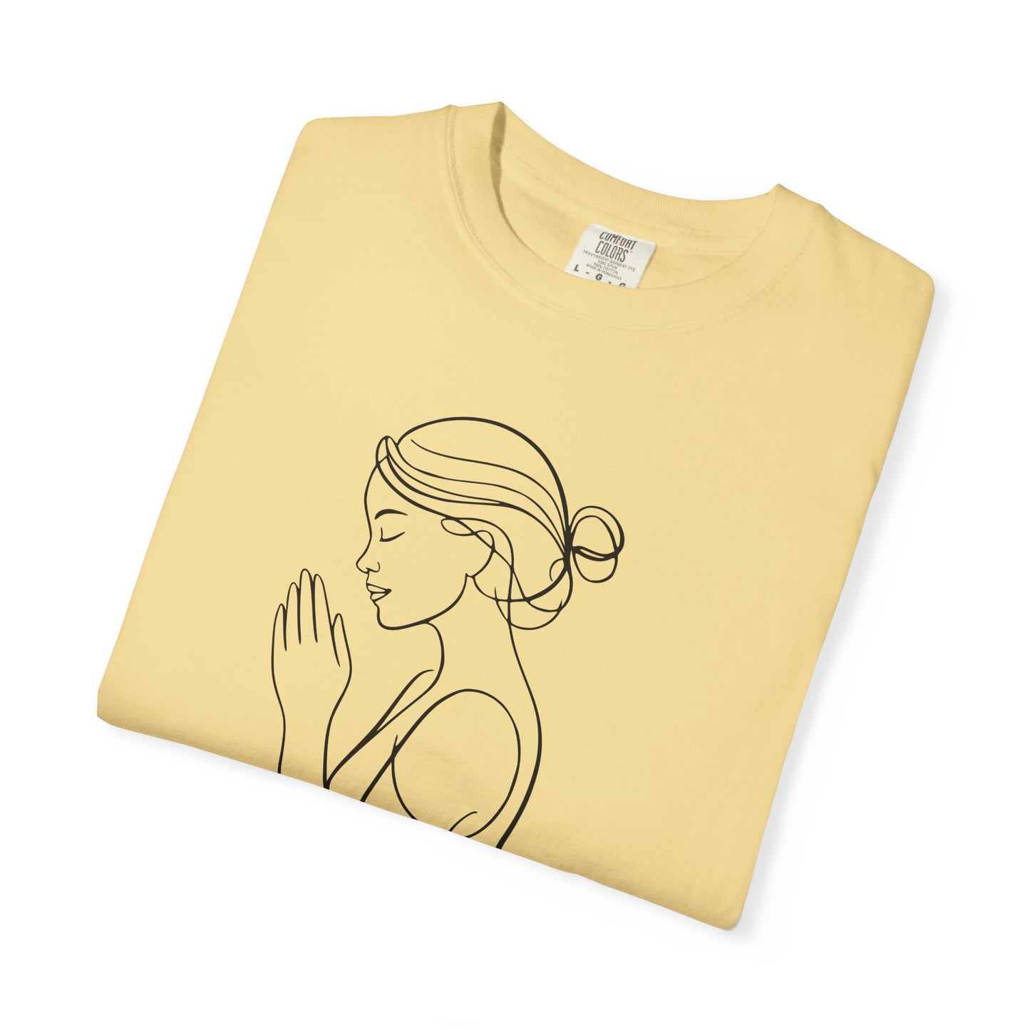 Minimalist Women Prayer Line Art T-Shirt – Woman Praying Christian Tee - Comfort Colors 1717