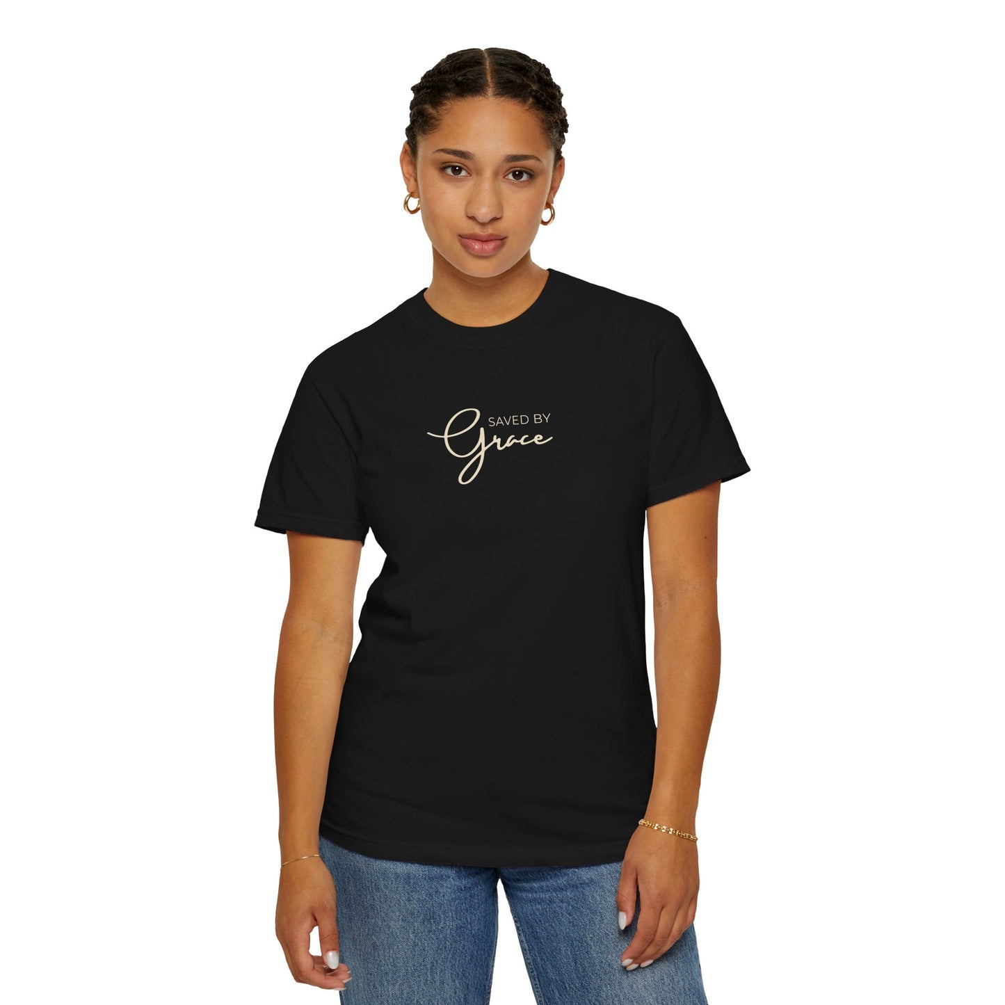Saved By Grace Shirt | Christian Comfort Colors 1717 Minimalist Faith Tee