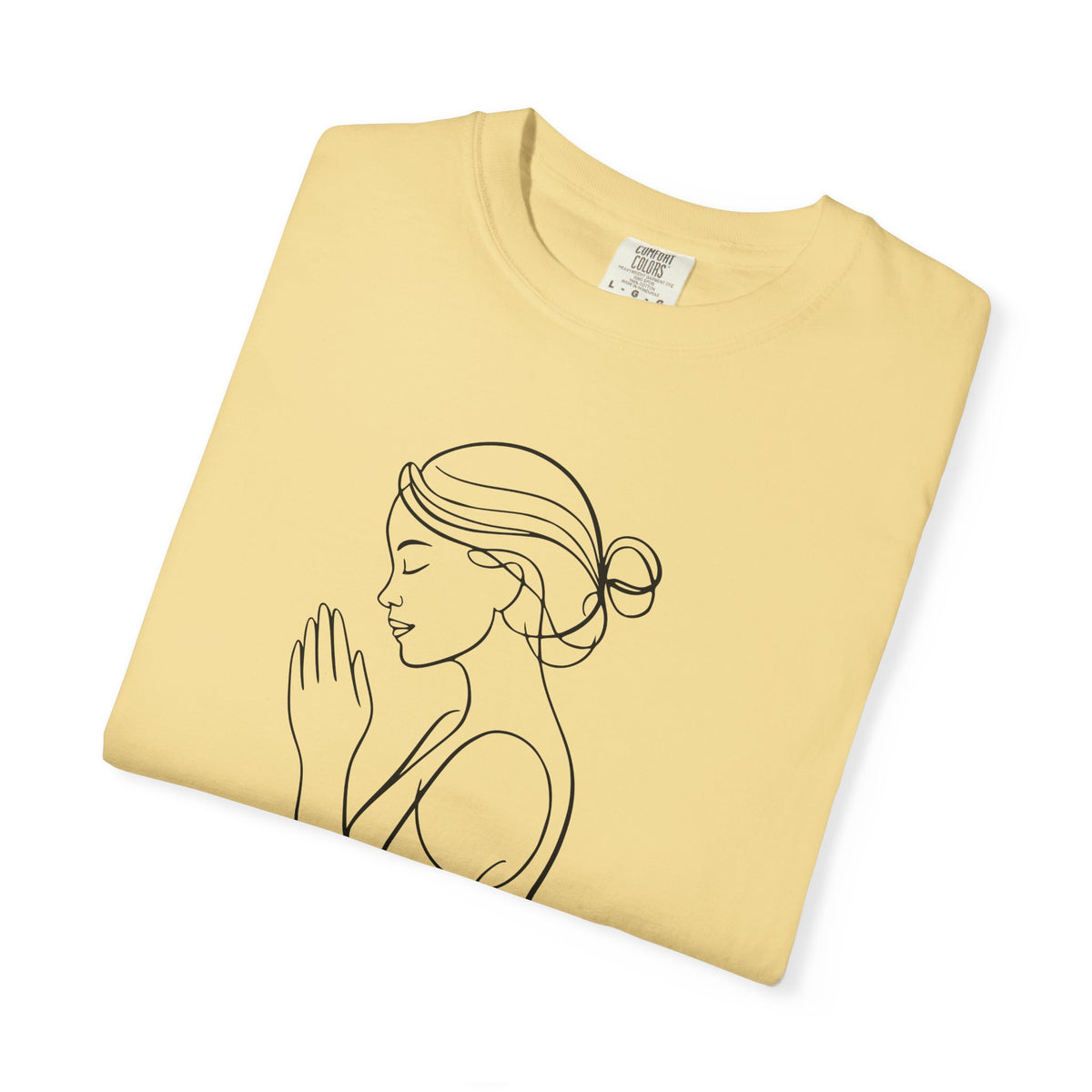 Minimalist Women Prayer Line Art T-Shirt – Woman Praying Christian Tee - Comfort Colors 1717