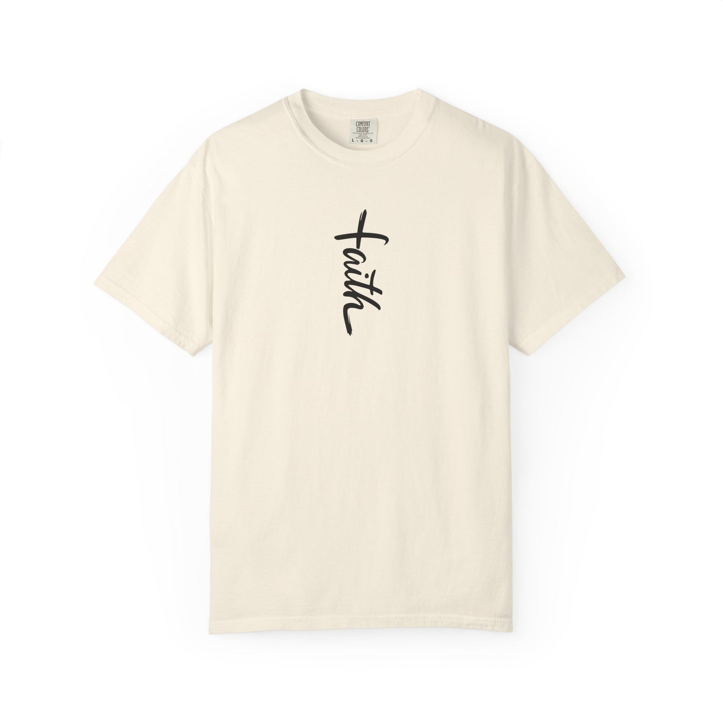 Faith Cross Script Christian T-Shirt | Comfort Colors 1717 Garment-Dyed Tee | Inspirational Religious Graphic Shirt