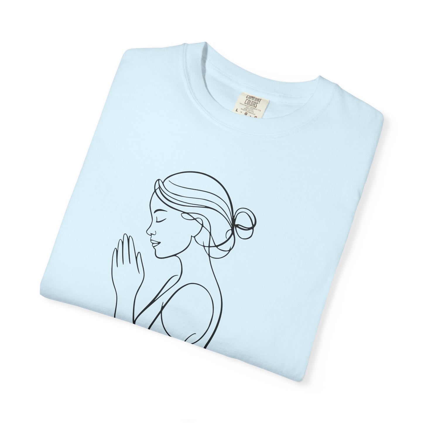 Minimalist Women Prayer Line Art T-Shirt – Woman Praying Christian Tee - Comfort Colors 1717