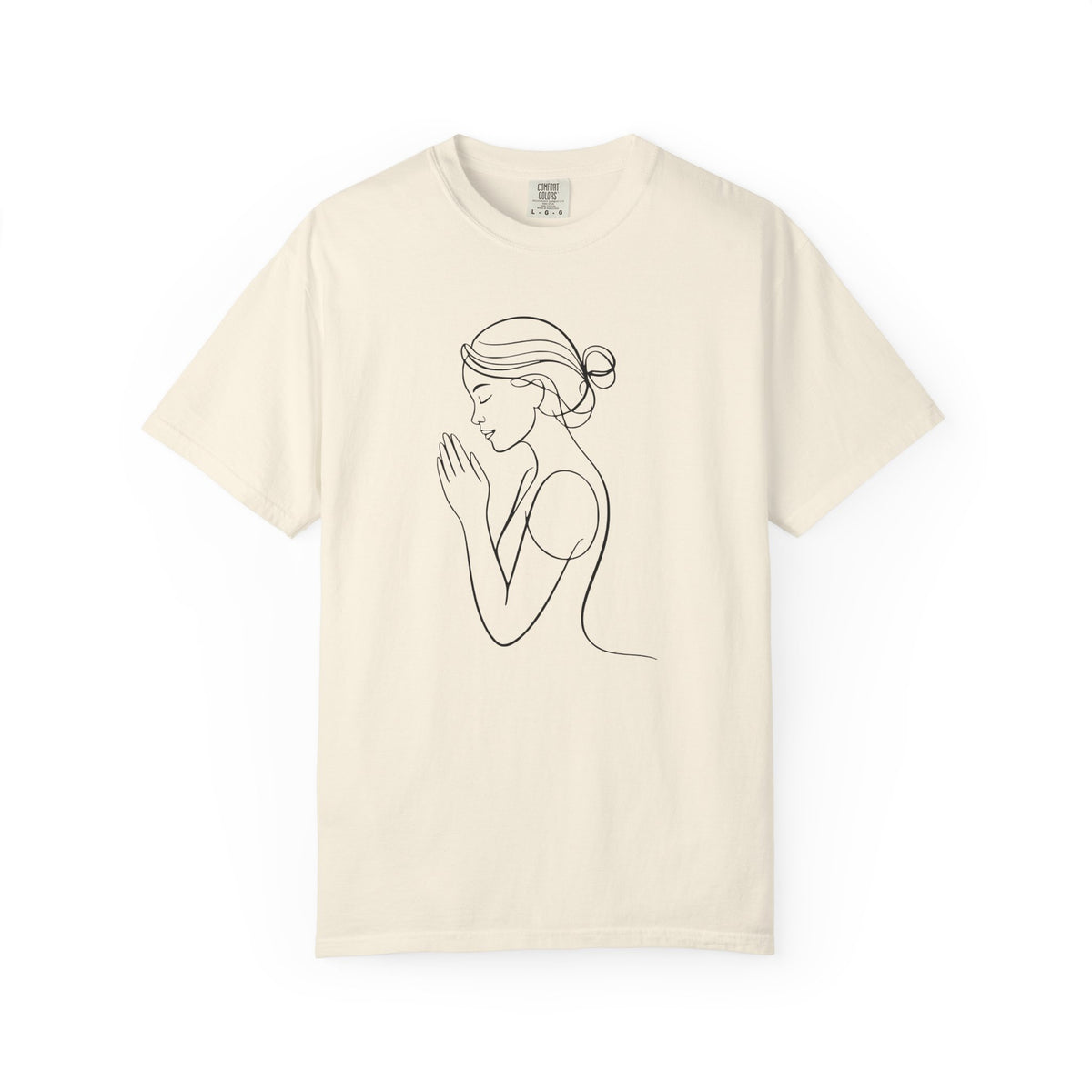 Minimalist Women Prayer Line Art T-Shirt – Woman Praying Christian Tee - Comfort Colors 1717