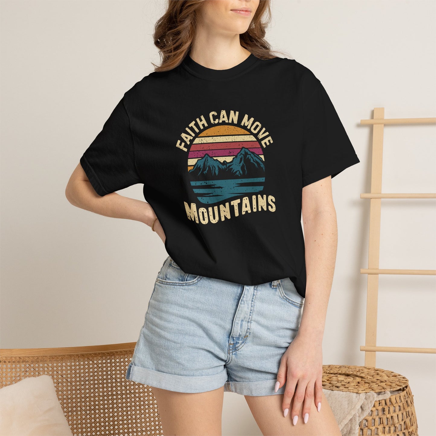 Faith can move mountains T-Shirt – Christian Faith Bible Verse tee | Comfort Colors 1717