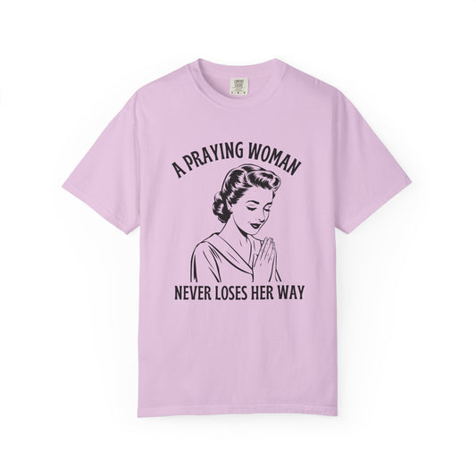 Praying Woman T-Shirt | Vintage Christian Tee for Women | Comfort Colors 1717