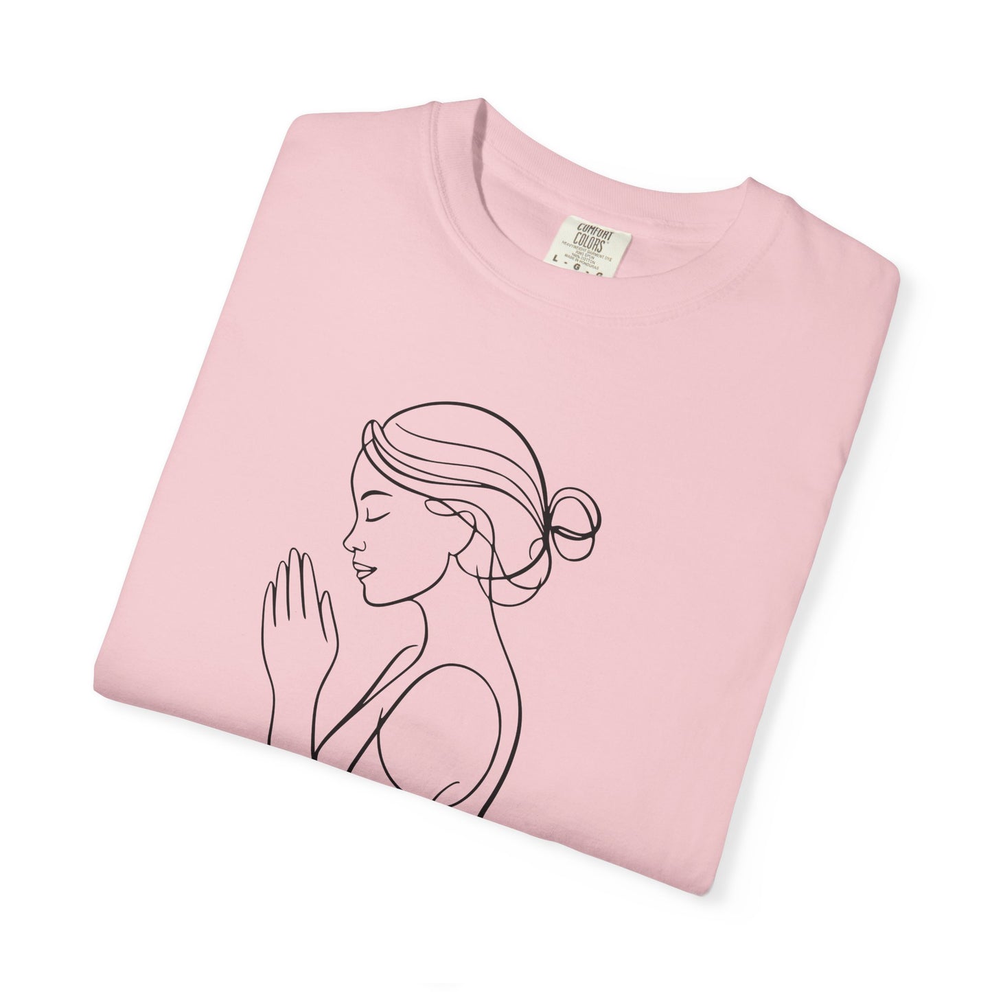 Minimalist Women Prayer Line Art T-Shirt – Woman Praying Christian Tee - Comfort Colors 1717