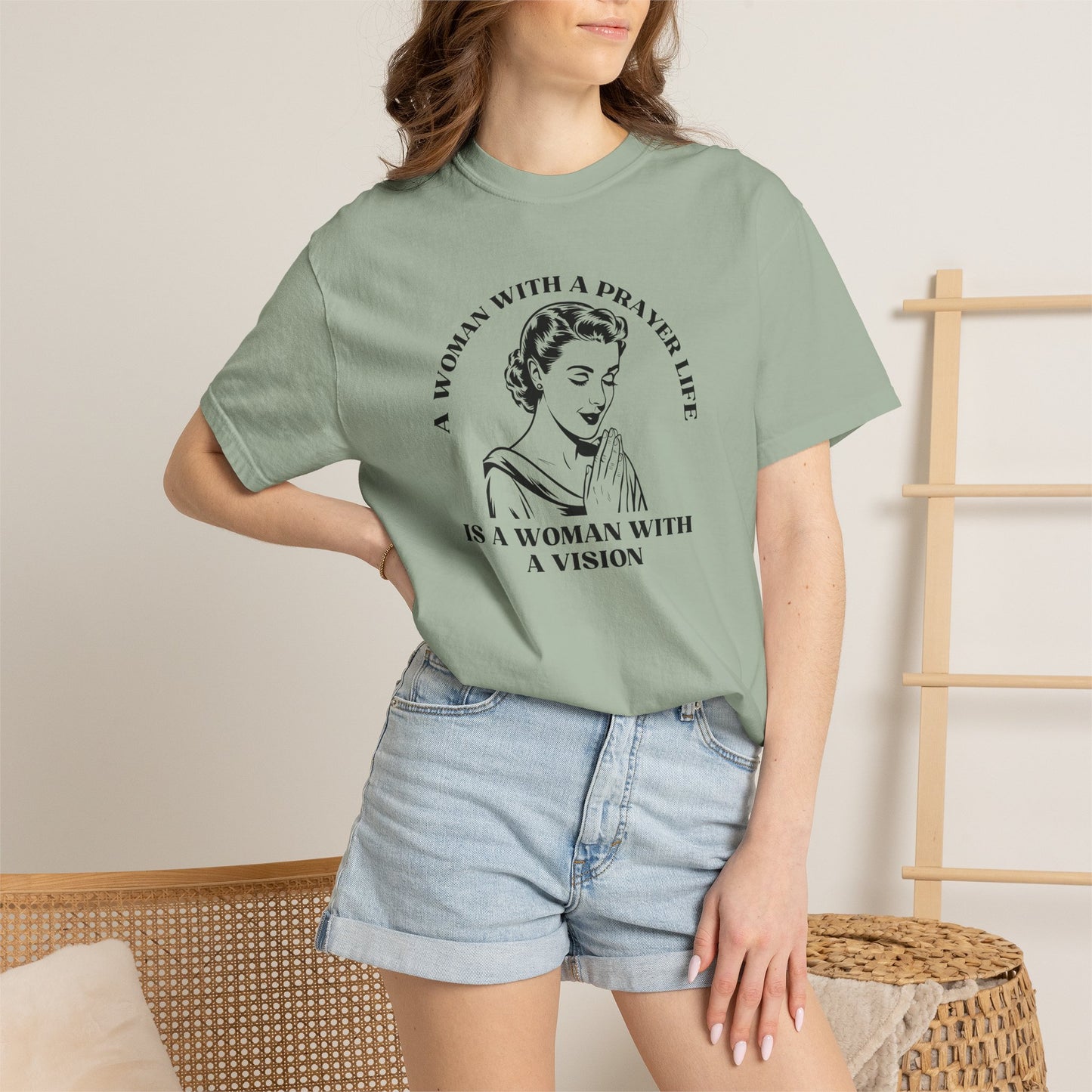 A Woman with a Prayer Life is a Woman with a Vision Shirt | Christian Women's Comfort Colors 1717 Tee