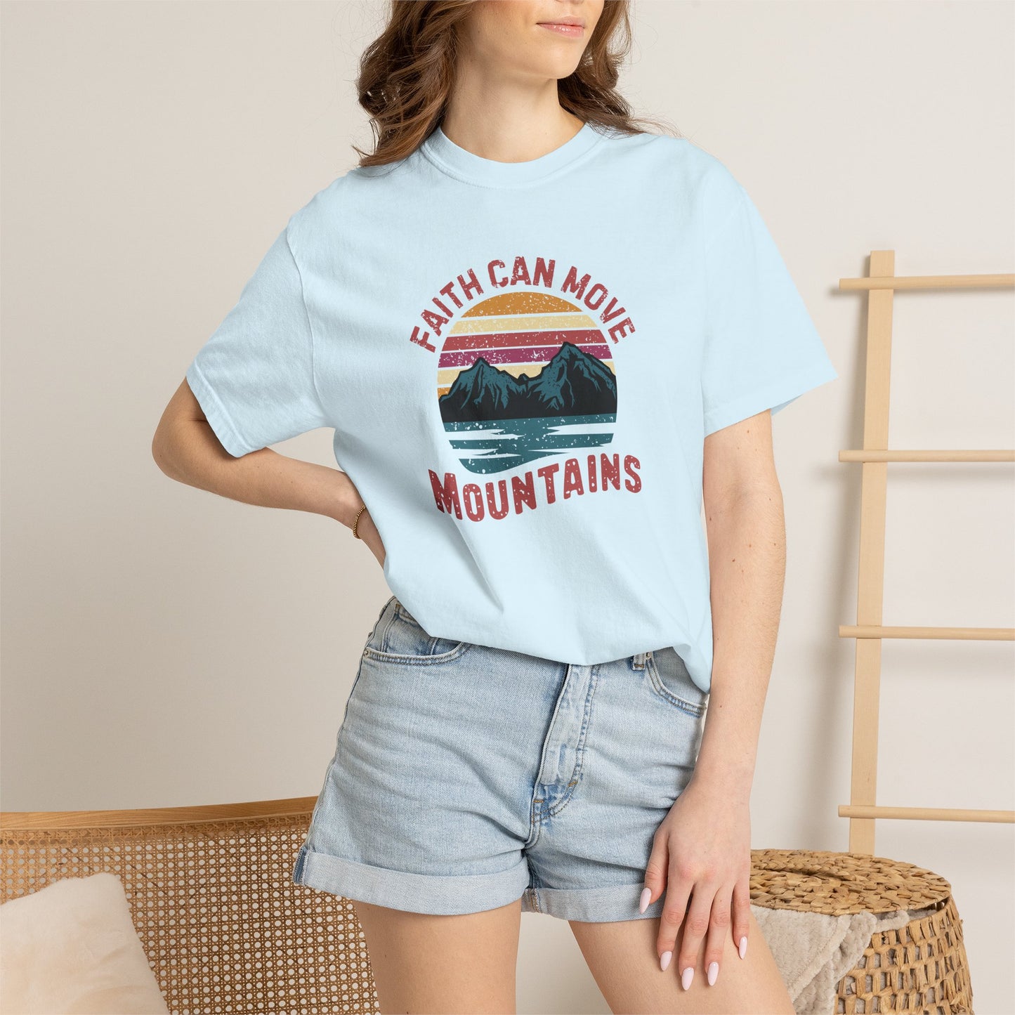 Faith can move mountains T-Shirt – Christian Faith Bible Verse tee | Comfort Colors 1717