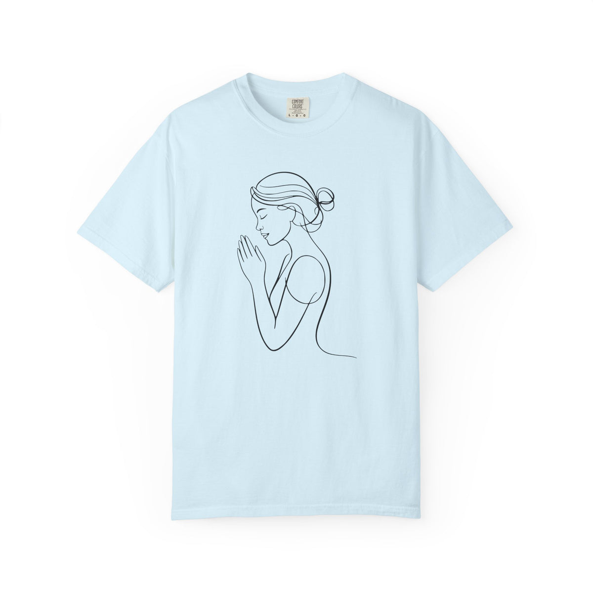 Minimalist Women Prayer Line Art T-Shirt – Woman Praying Christian Tee - Comfort Colors 1717
