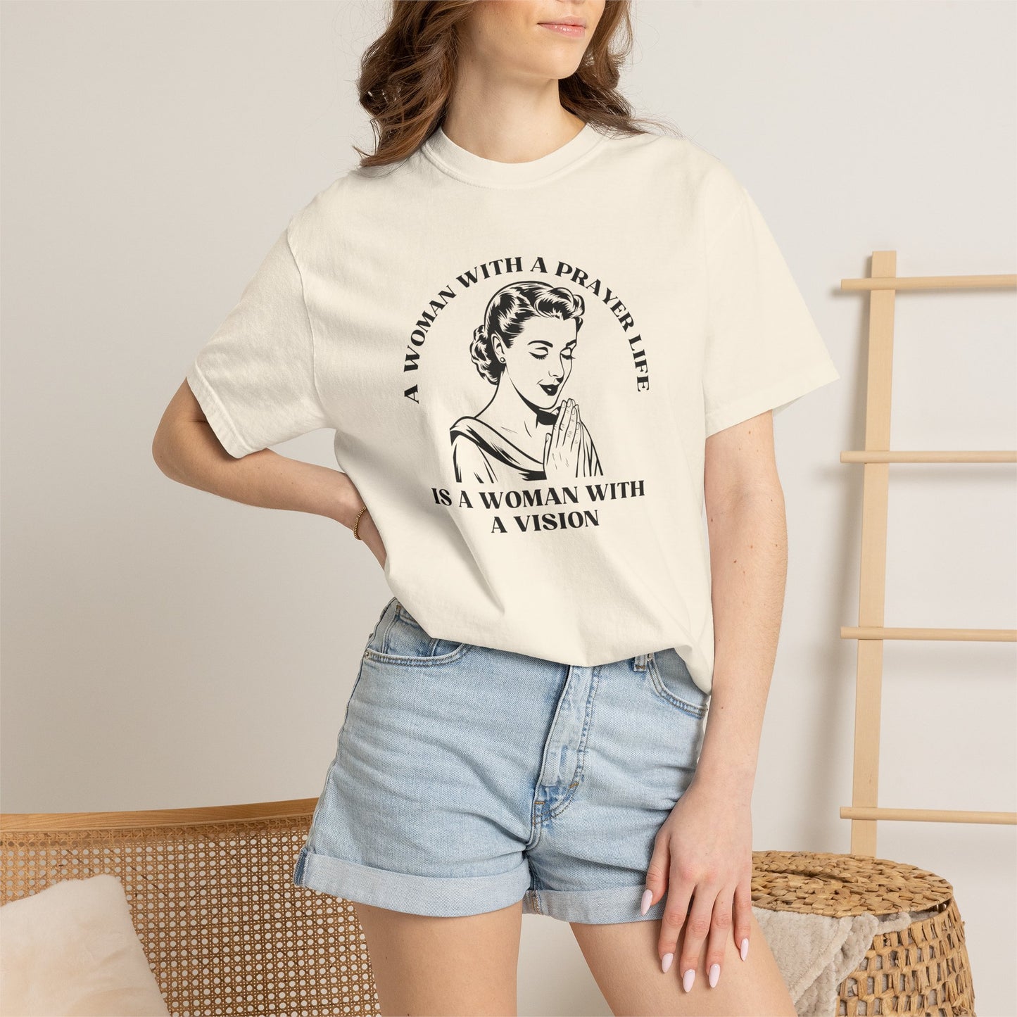A Woman with a Prayer Life is a Woman with a Vision Shirt | Christian Women's Comfort Colors 1717 Tee
