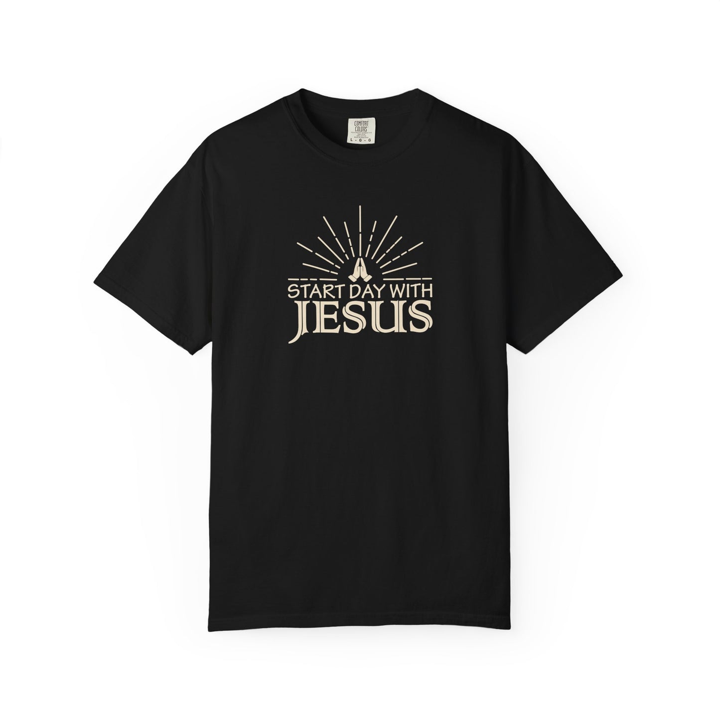 Start Day with Jesus Shirt | Christian Comfort Colors 1717 T-Shirt | Faith Graphic Tee | Inspirational Christian Gift