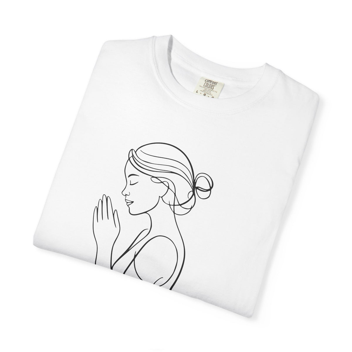 Minimalist Women Prayer Line Art T-Shirt – Woman Praying Christian Tee - Comfort Colors 1717