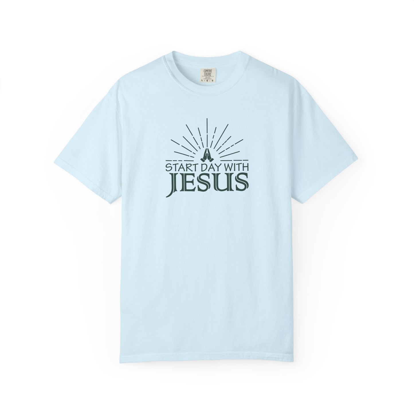 Start Day with Jesus Shirt | Christian Comfort Colors 1717 T-Shirt | Faith Graphic Tee | Inspirational Christian Gift