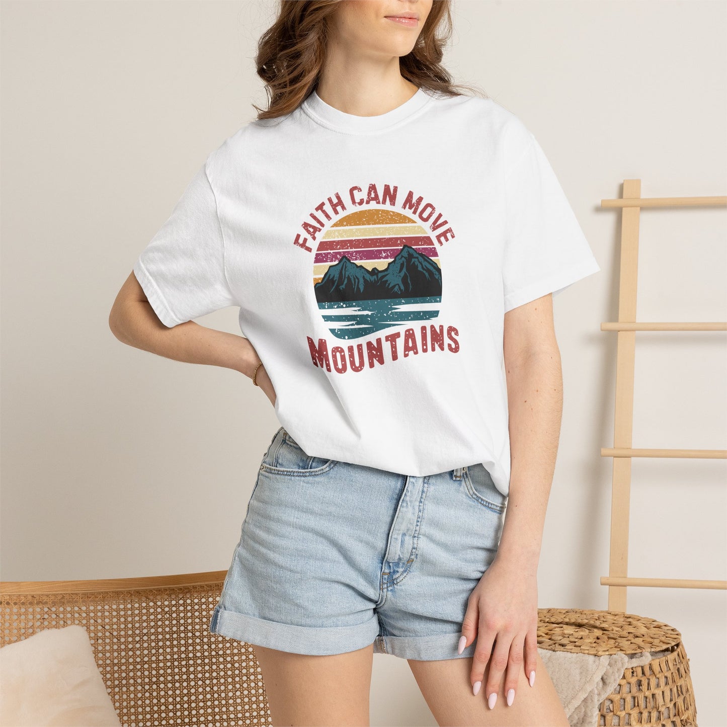 Faith can move mountains T-Shirt – Christian Faith Bible Verse tee | Comfort Colors 1717