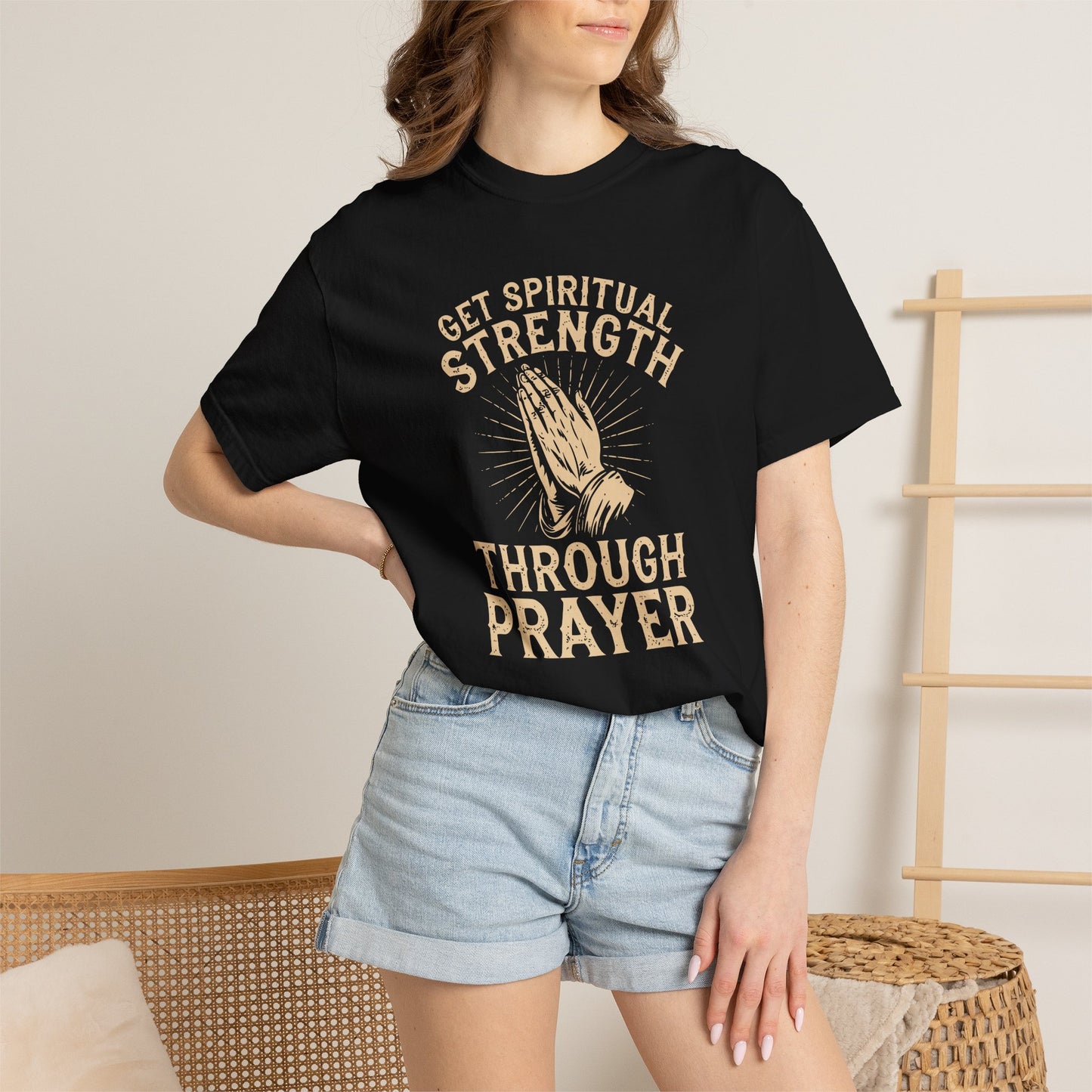 Get Spiritual Strength Through Prayer T-Shirt | Christian Faith Comfort Colors 1717 Tee