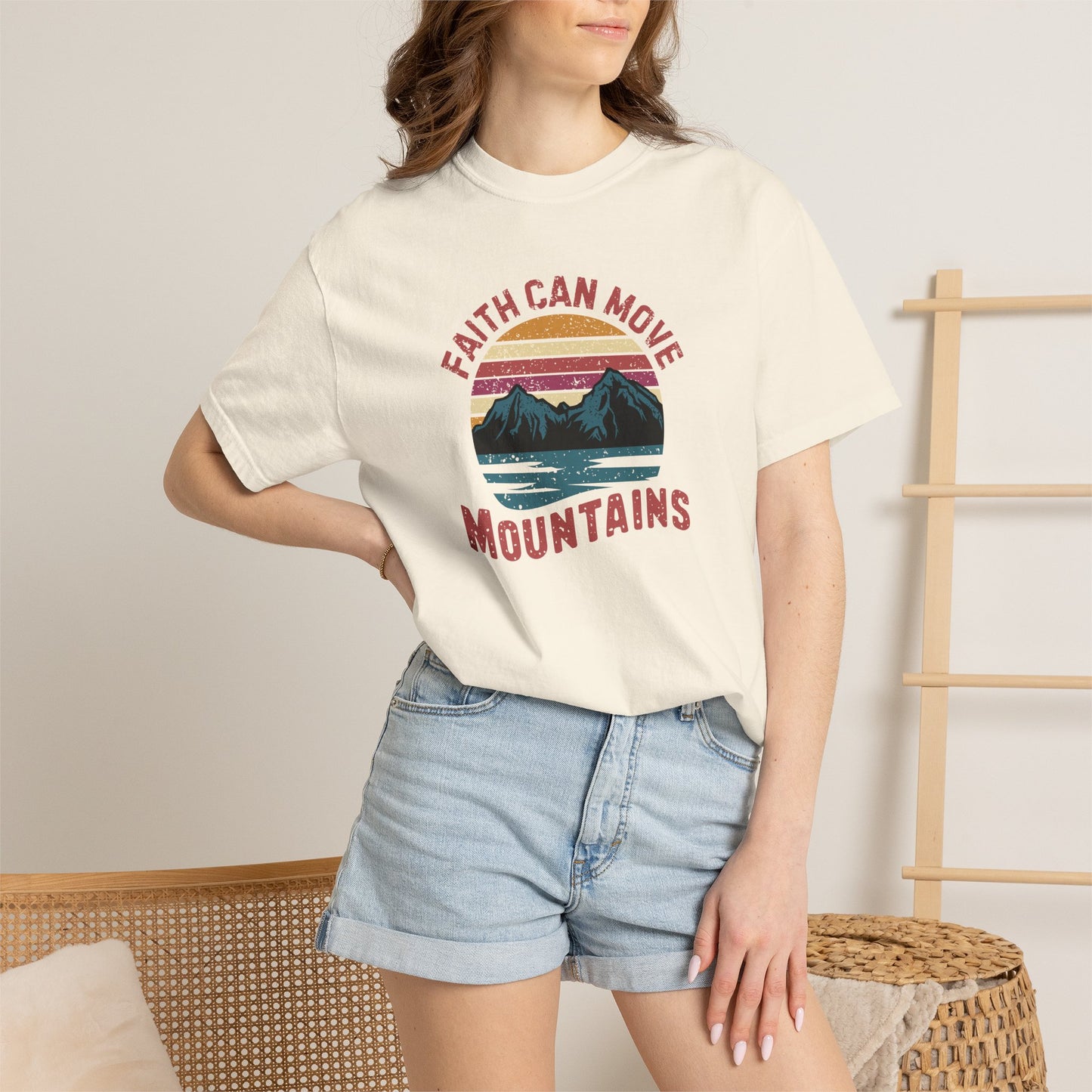Faith can move mountains T-Shirt – Christian Faith Bible Verse tee | Comfort Colors 1717