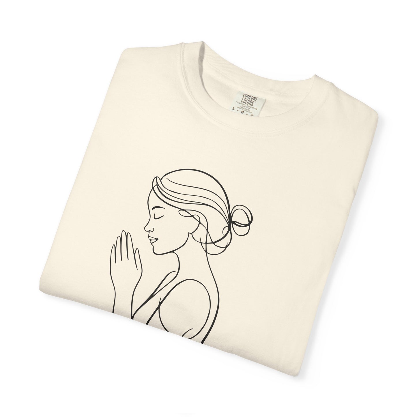 Minimalist Women Prayer Line Art T-Shirt – Woman Praying Christian Tee - Comfort Colors 1717