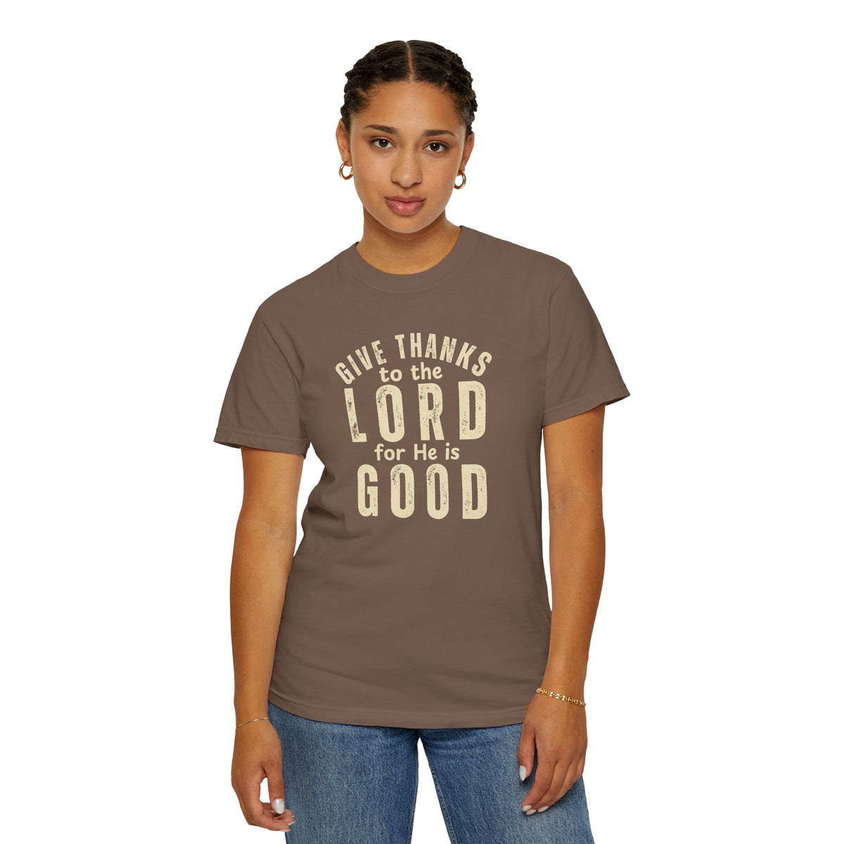 Give Thanks to the Lord T-Shirt — Christian Faith Psalm Bible verse Tee - Comfort Colors 1717