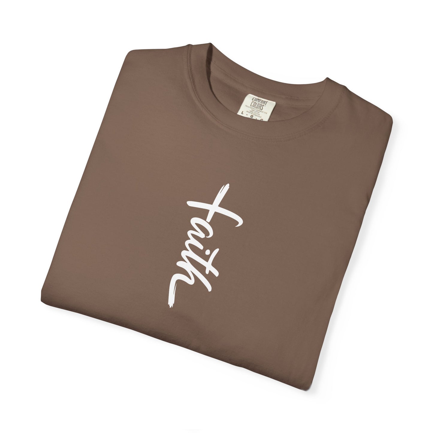 Faith Cross Script Christian T-Shirt | Comfort Colors 1717 Garment-Dyed Tee | Inspirational Religious Graphic Shirt