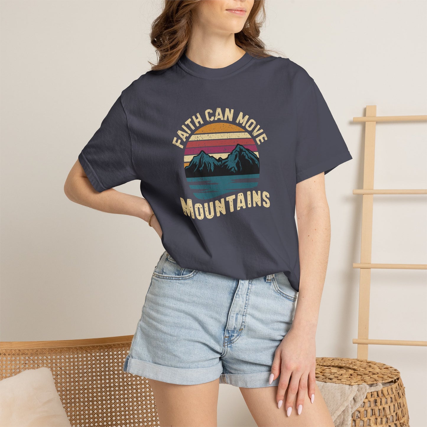 Faith can move mountains T-Shirt – Christian Faith Bible Verse tee | Comfort Colors 1717