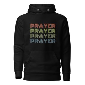 Prayer Repeated Retro Hoodie - Colorful 80s Christian hoodie