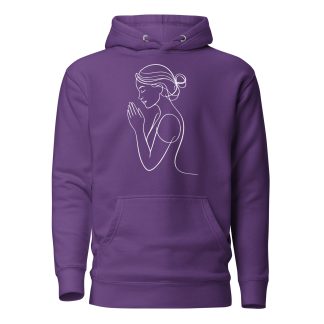 Woman Praying Christian Hoodie - Minimalist Line Art Graphic