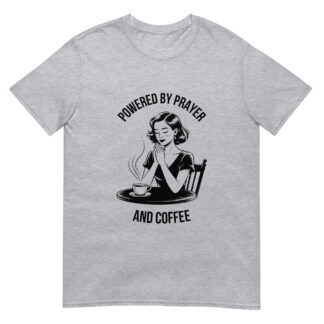 Powered by Prayer and Coffee – Christian Vintage T-Shirt